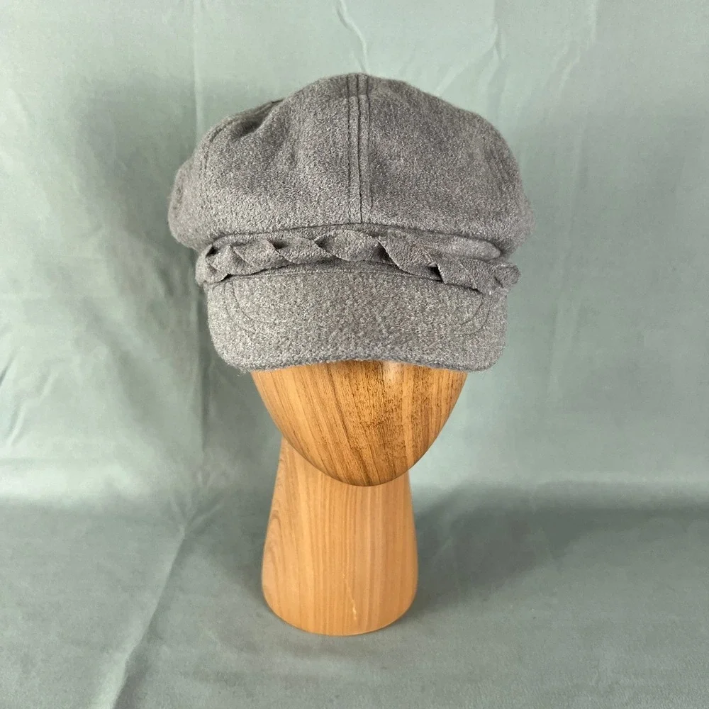 Nine West Newsboy Hat Women One Size Gray Braided Flat Cabbie Winter Outdoor
